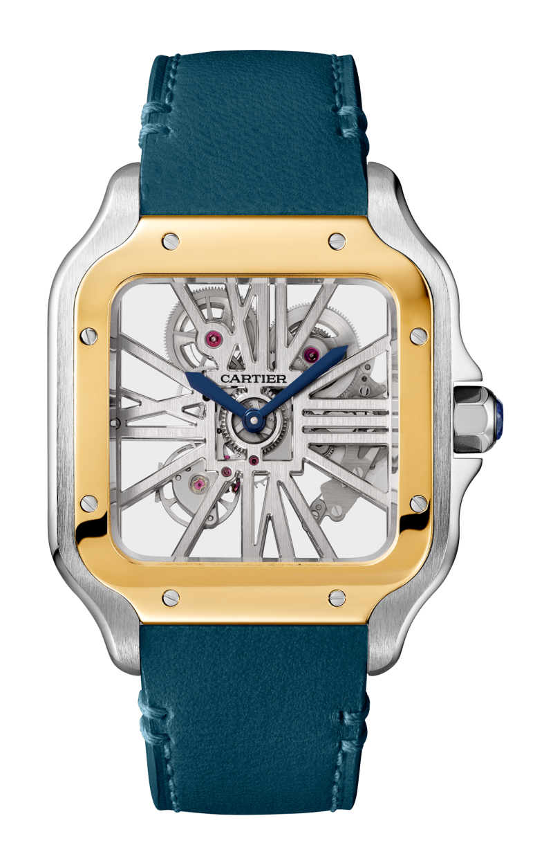 Cartier | SANTOS DE CARTIER, MODELLO GRANDE, ACCIAIO, ORO GIALLO, SCHELETRATO, MANUALE - WHSA0024 (1)