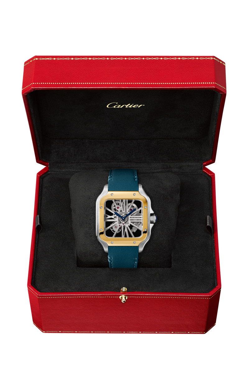 Cartier | SANTOS DE CARTIER, MODELLO GRANDE, ACCIAIO, ORO GIALLO, SCHELETRATO, MANUALE - WHSA0024 (2)