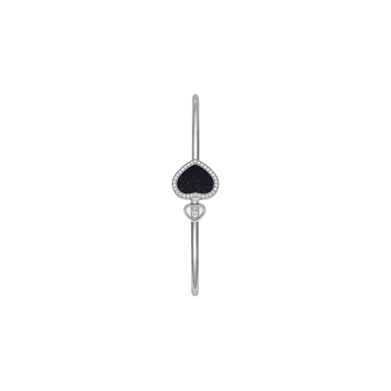 Chopard | CHOPARD - BRACCIALE BANGLE HAPPY HEARTS, ORO BIANCO ETICO, DIAMANTI, AVVENTURINA - 85A074 (2)