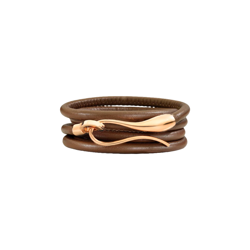 Dada Arrigoni | BRACCIALE ELIKA IN PELLE TESTA DI MORO CON CHIUSURA IN ORO ROSA - DEK04BRRRXM (1)