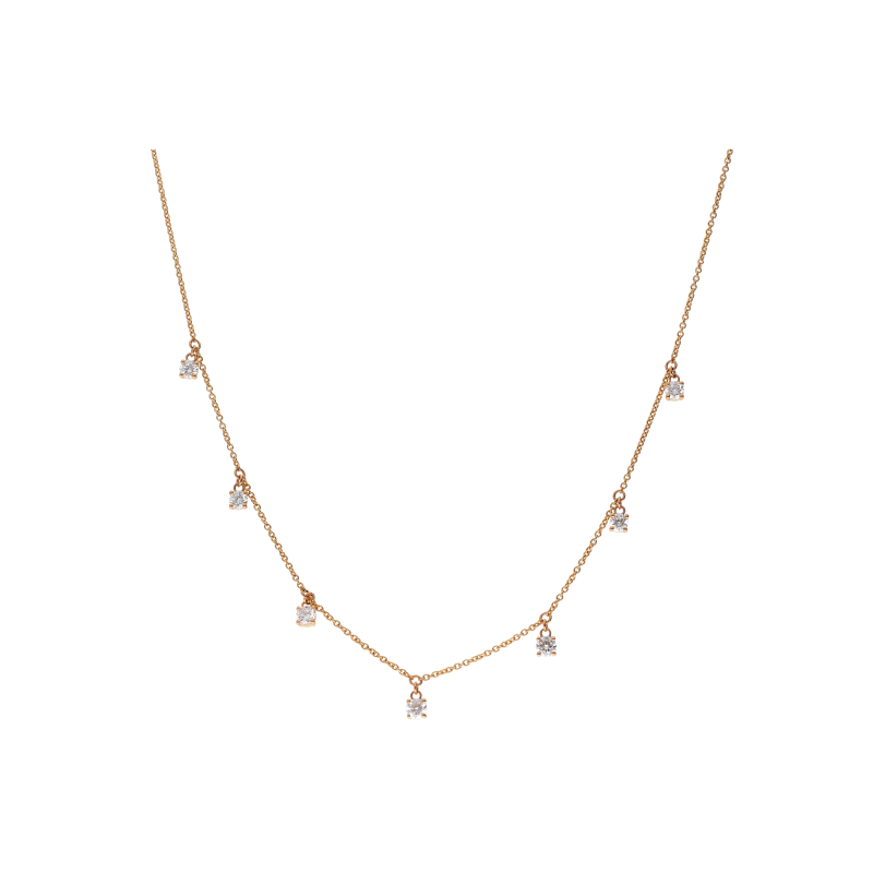 Bartorelli Italian Jewels | COLLANA GIROCOLLO IN ORO ROSA CON DIAMANTI PENDENTI - 370-XN3388 (1)