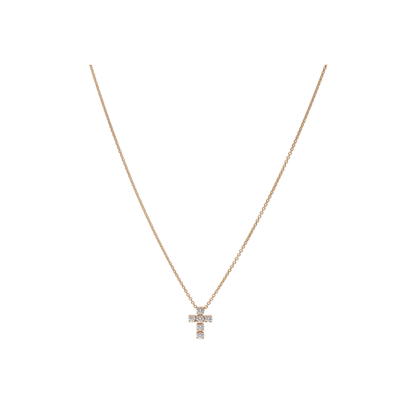 Bartorelli Italian Jewels | COLLANA IN ORO ROSA CON CROCE DI DIAMANTI BIANCHI - 117-C350 (1)