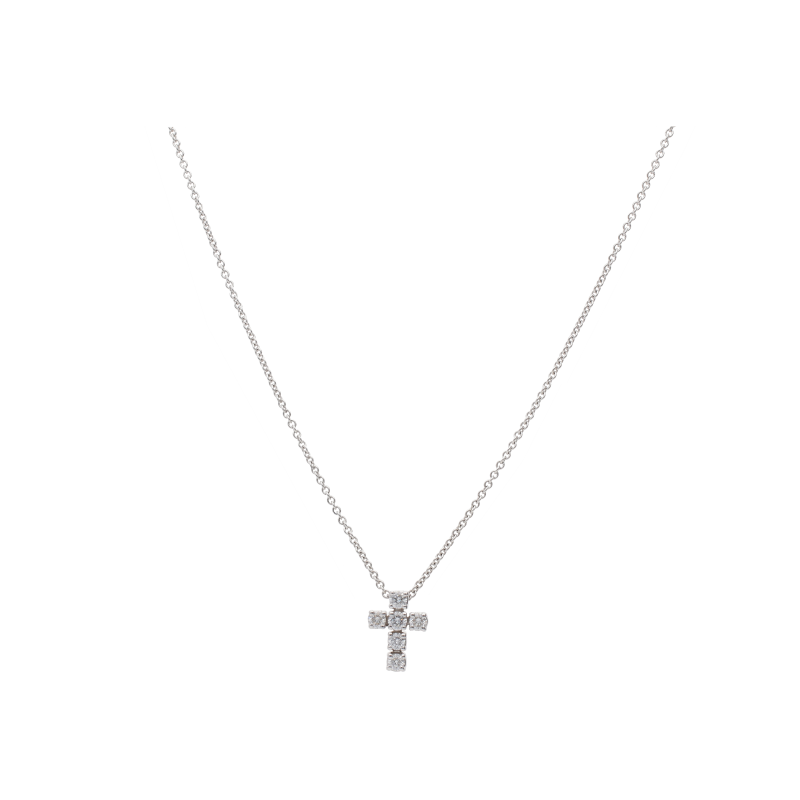Bartorelli Italian Jewels | COLLANA IN ORO BIANCO CON CROCE DI DIAMANTI BIANCHI - 117-C350 (1)