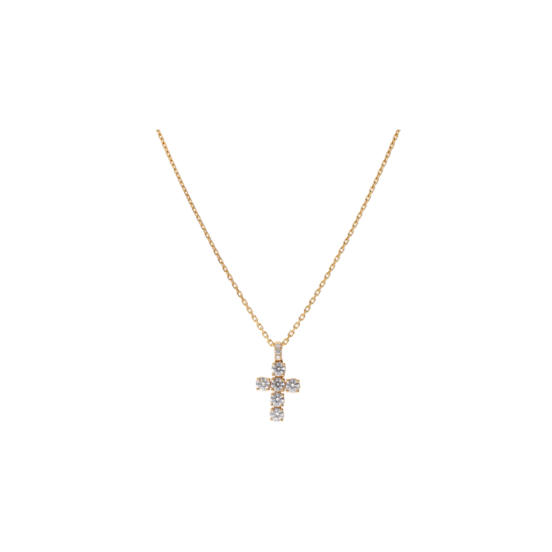 Bartorelli Italian Jewels | COLLNA IN ORO ROSA CON CROCE DI DIAMANTI BIANCHI - 117-C349 (1)