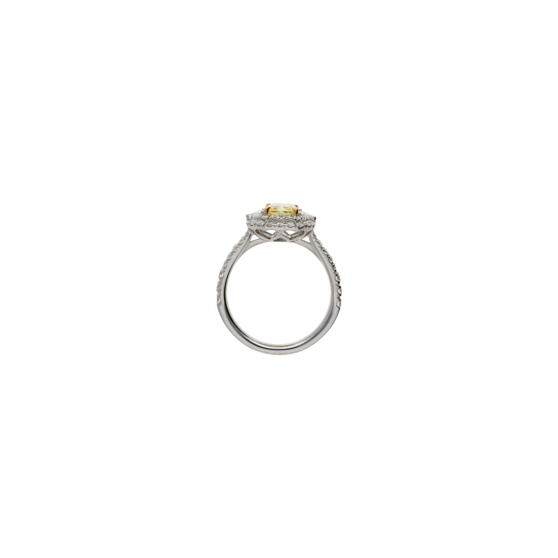 Bartorelli Italian Jewels | ANELLO IN ORO BIANCO 18 CARATI CON DIAMANTE CENTRALE CERTIFICATO GIA FANCY YELLOW, DIAMANTI LATERALI, DOPPIO CONTORNO E DIAMANTI SUL GAMBO DEMI-PAV&Eacute; - 000-4982NS (3)