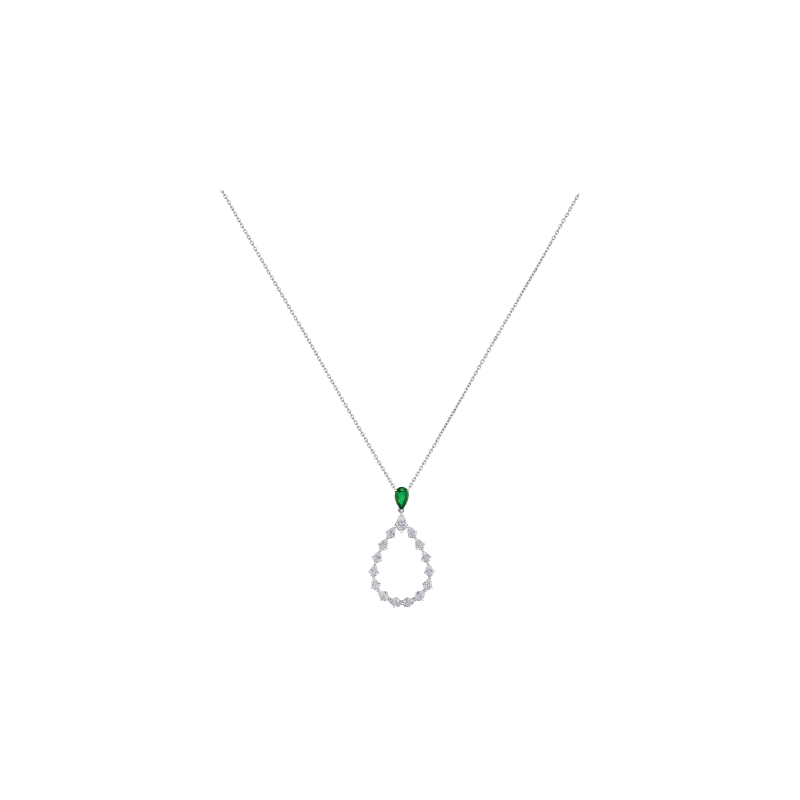 Chopard | CHOPARD - COLLANA L'HEURE DU DIAMANT DROP, ORO BIANCO ETICO, DIAMANTI, SMERALDO - 79A063 (1)