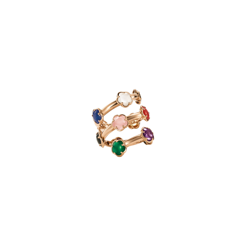 Pasquale Bruni | ANELLO CONTRARI&Eacute; FIGLIA DEI FIORI IN ORO ROSA CON AGATA VERDE, CORNIOLA ROSSA, ONICE, PIETRA DI LUNA BIANCA, CALCEDONIO ROSA, CITRINO, AMETISTA, TOPAZIO BLU LONDON, AGATA BIANCA, GRANATO ROSSO, QUARZO FUM&Eacute;, LAPISLAZZULI E DIAMANTI BIANCHI - 16696R (1)