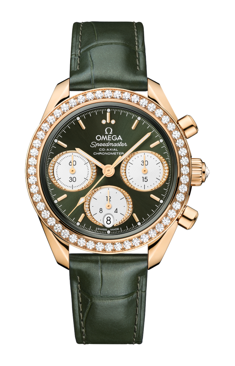 Omega | SPEEDMASTER 38 MM, ORO MOONSHINE&trade; SU ALLIGATORE - 324.58.38.50.60.001 (1)