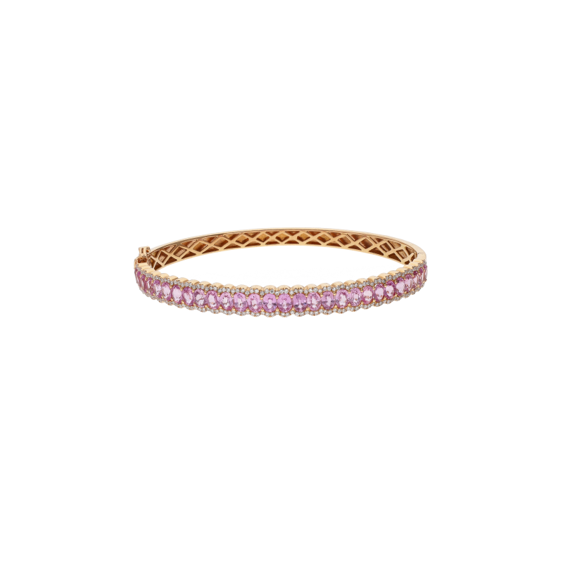 Bartorelli Italian Jewels | BRACCIALE RIGIDO COLLEZIONE FOREVER IN ORO ROSA CON DEMI PAV&Eacute; DI ZAFFIRI ROSA E DEMI PAV&Eacute; DI DIAMANTI - KB1056/PS (1)