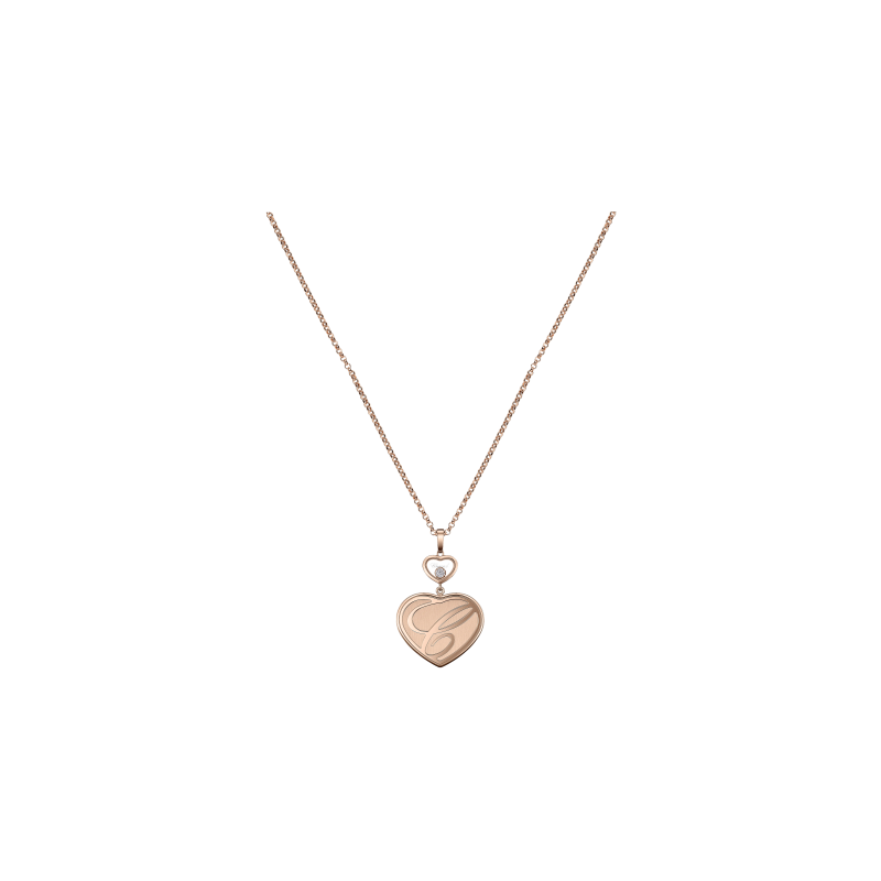 Chopard | CHOPARD - CIONDOLO CON CATENA HAPPY HEARTS IN ORO ROSA ETICO, DIAMANTI - 79A075 (2)