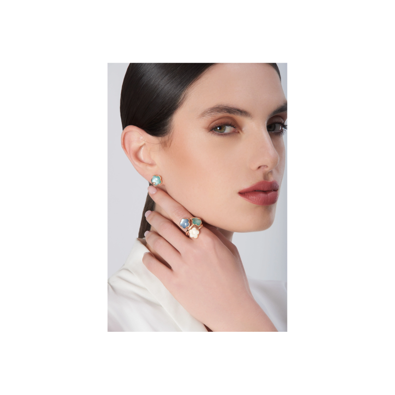 Pasquale Bruni | ORECCHINI PETIT JOLI LUNAIRE IN ORO ROSA CON GEMMA GARDEN LUNAIRE E DIAMANTI - 16684R (2)