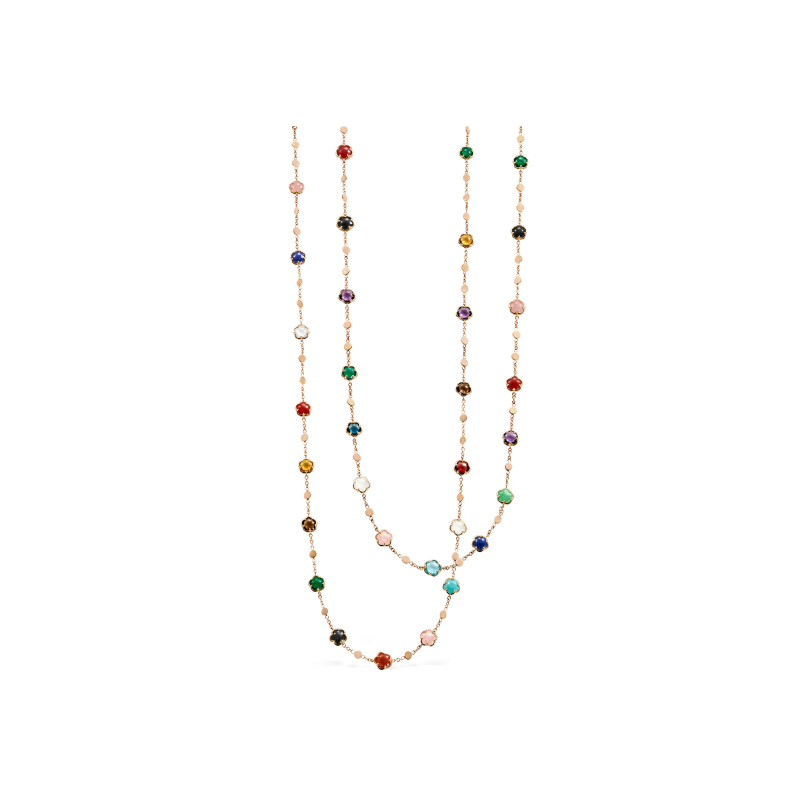 Pasquale Bruni | SAUTOIR FIGLIA DEI FIORI IN ORO ROSA CON AGATA VERDE, CORNIOLA ROSSA, ONICE, PIETRA DI LUNA BIANCA, CALCEDONIO ROSA, CITRINO, AMETISTA, TOPAZIO BLU LONDON, QUARZO FUM&Eacute;, TOPAZIO BLU, LAPISLAZZULI, CRISOPRASIO, GRANATO ROSSO, TURCHESE, AGATA BIANCA, CALCEDONIO AZZURRO E DIAMANTI - 16705R (1)