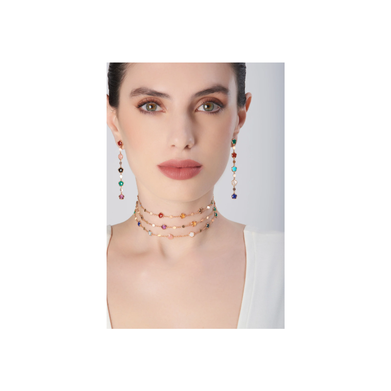 Pasquale Bruni | SAUTOIR FIGLIA DEI FIORI IN ORO ROSA CON AGATA VERDE, CORNIOLA ROSSA, ONICE, PIETRA DI LUNA BIANCA, CALCEDONIO ROSA, CITRINO, AMETISTA, TOPAZIO BLU LONDON, QUARZO FUM&Eacute;, TOPAZIO BLU, LAPISLAZZULI, CRISOPRASIO, GRANATO ROSSO, TURCHESE, AGATA BIANCA, CALCEDONIO AZZURRO E DIAMANTI - 16705R (8)