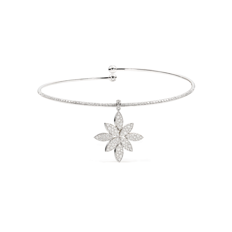 Pasquale Bruni | CHOKER GHIRLANDA LUCE DI LOTO IN ORO BIANCO E DIAMANTI - 16728B (1)