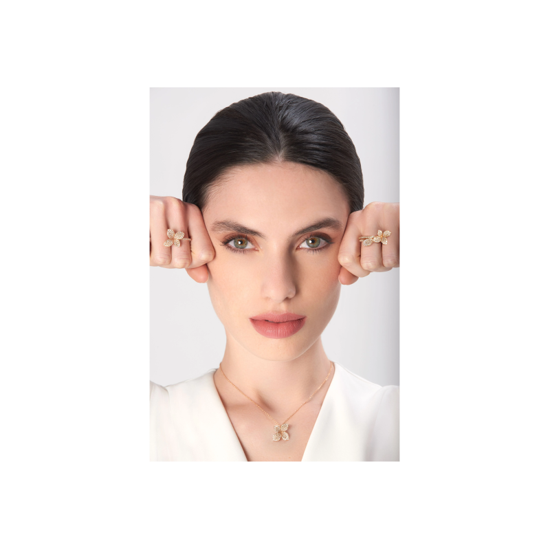 Pasquale Bruni | ANELLO PETIT GARDEN FIORE MEDIO IN ORO ROSA CON DIAMANTI - 15376R (2)