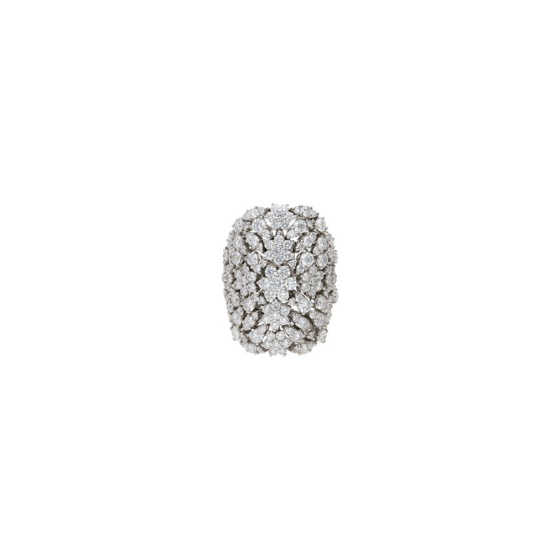 Bartorelli Italian Jewels | ANELLO FANTASIA DI FIORI IN ORO BIANCO CON PAV&Eacute; DI DIAMANTI - 231-3047 (2)