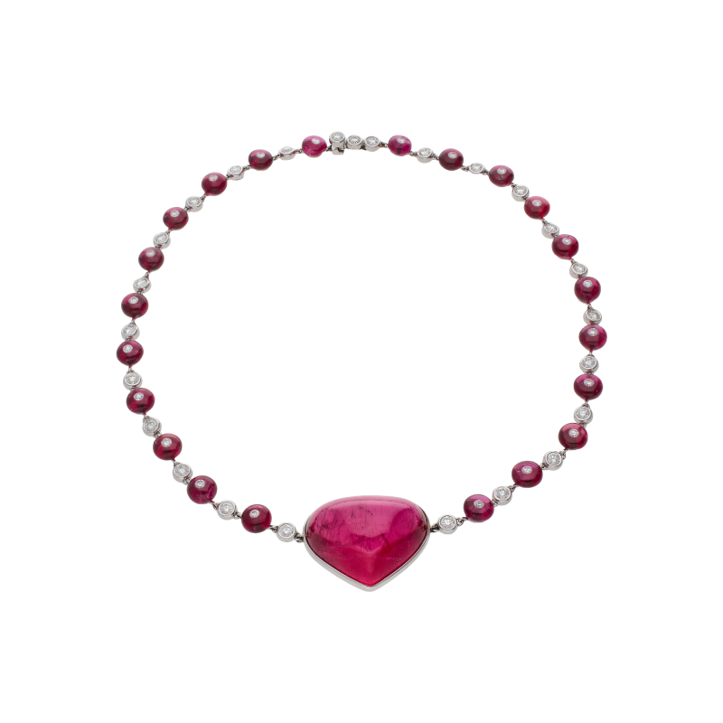 Bartorelli Italian Jewels | COLLANA GIROCOLLO CERTIFICATA IN ORO BIANCO CON RUBELLITE E DIAMANTI - GG/ST-IU/85CF (1)