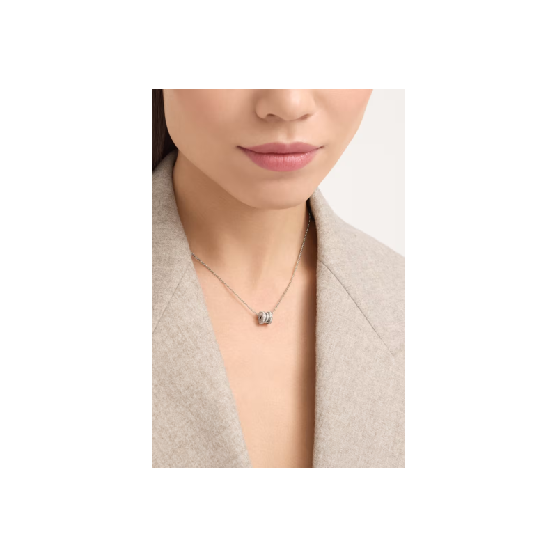 Bulgari | COLLANA B.ZERO1 MINI IN ORO BIANCO E DEMI-PAV&Eacute; DI DIAMANTI - CL860844 (5)