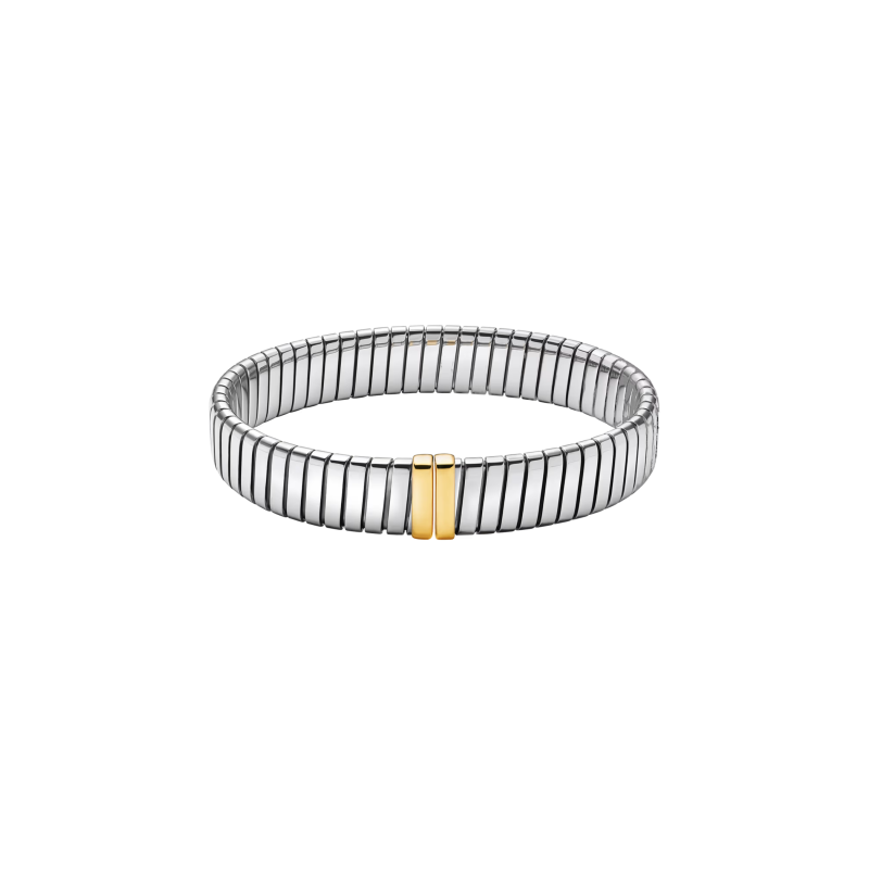 Bulgari | BRACCIALE BVLGARI TUBOGAS GOLD & STEEL IN ACCIAIO INOSSIDABILE CON BORCHIE IN ORO GIALLO 18 KT - BR860869 (3)