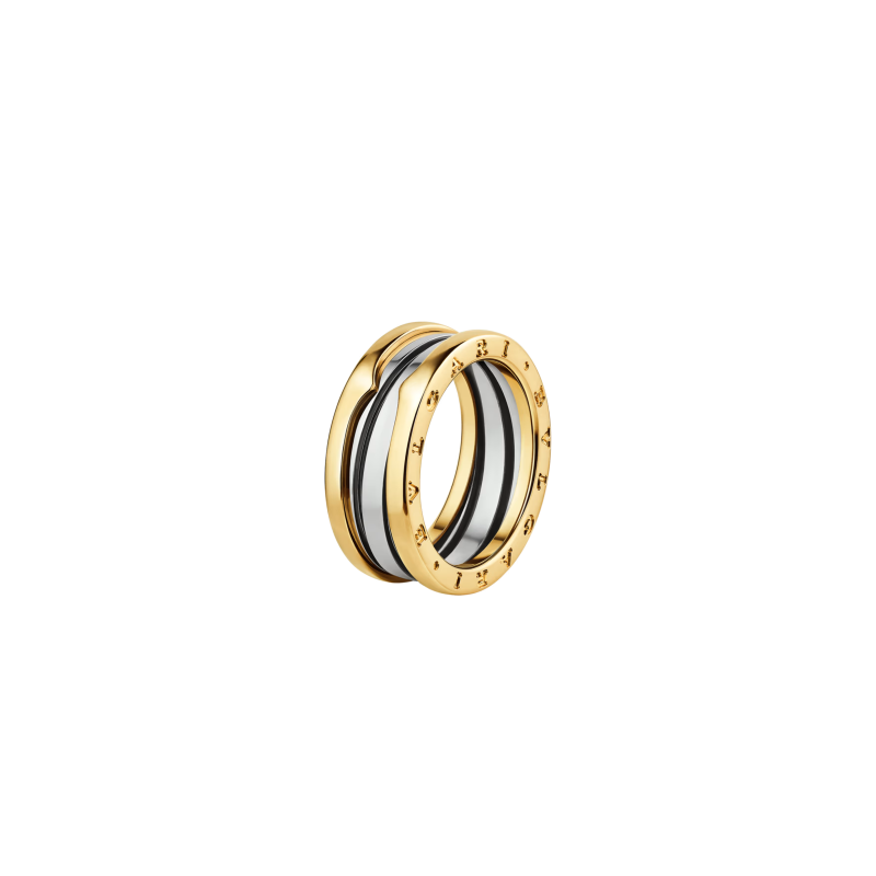 Bulgari | ANELLO B.ZERO1 A DUE FASCE GOLD & STEEL IN ORO GIALLO 18 KT E ACCIAIO - AN860829 (1)