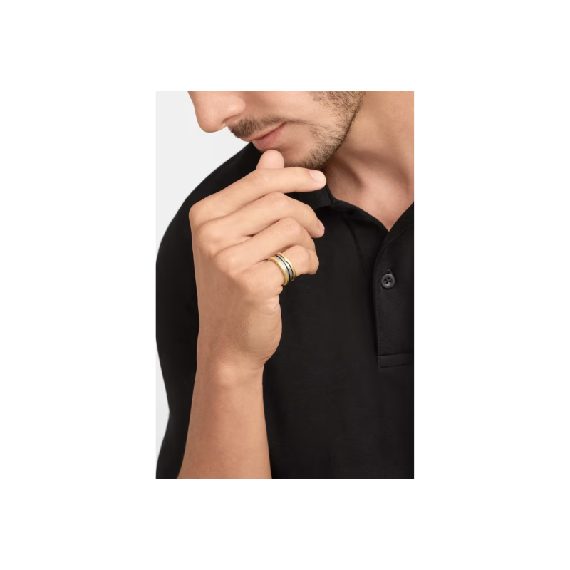 Bulgari | ANELLO B.ZERO1 A DUE FASCE GOLD & STEEL IN ORO GIALLO 18 KT E ACCIAIO - AN860829 (5)