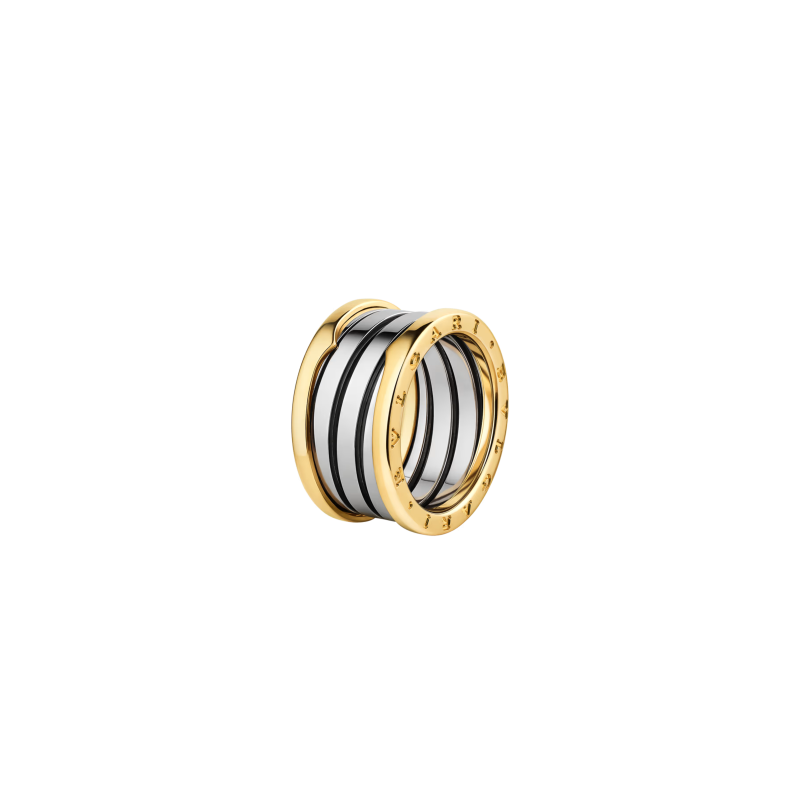 Bulgari | ANELLO B.ZERO1 A QUATTRO FASCE GOLD & STEEL IN ORO GIALLO 18 KT E ACCIAIO - AN860830 (1)