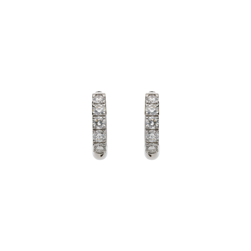 Bartorelli Italian Jewels | ORECCHINI A CERCHIO PICCOLO IN ORO BIANCO E DEMI-PAV&Eacute; DI DIAMANTI - 117-OR880-5 (1)