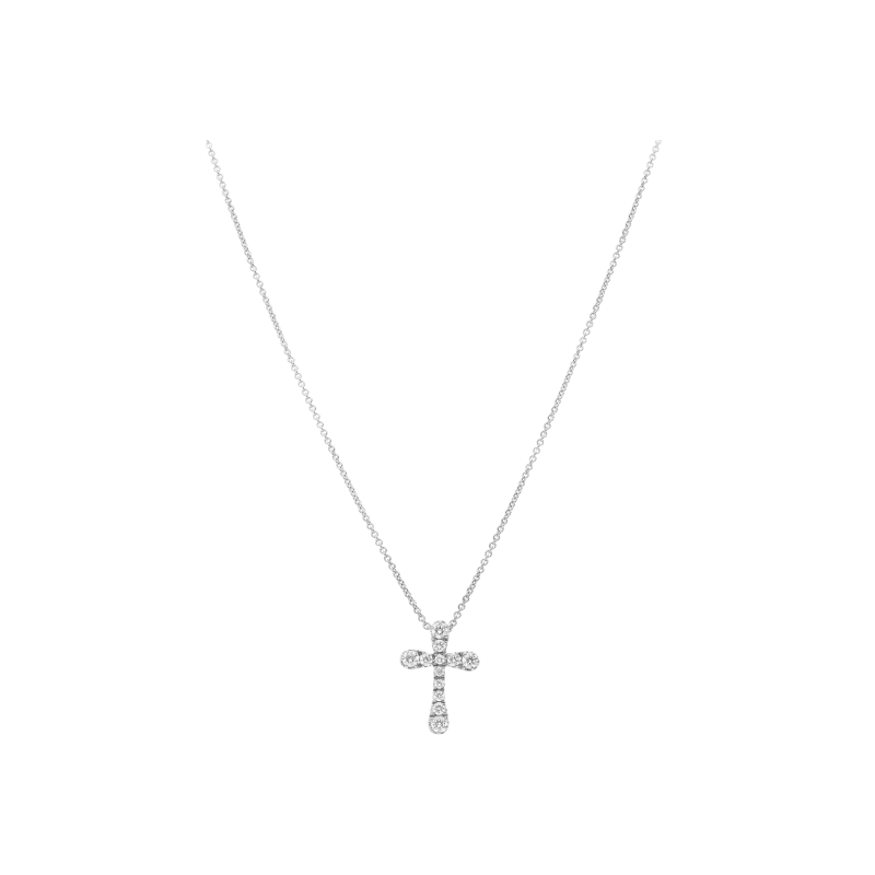 Bartorelli Italian Jewels | COLLANA GIROCOLLO IN ORO BIANCO CON PENDENTE CROCE IN PAV&Eacute; DI DIAMANTI - 212-L420 (1)