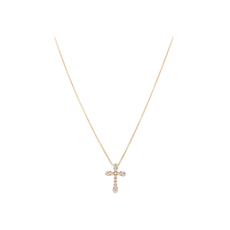 Bartorelli Italian Jewels | COLLANA GIROCOLLO IN ORO ROSA CON PENDENTE CROCE IN PAV&Eacute; DI DIAMANTI - 212-L420 (1)