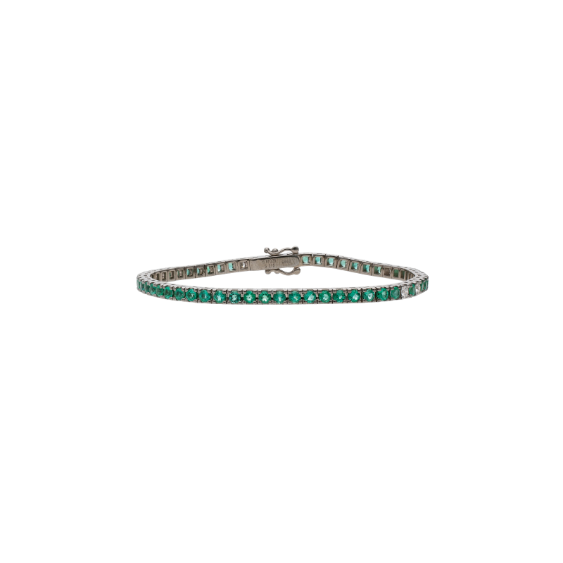 Bartorelli Italian Jewels | BRACCIALE TENNIS IN ORO BIANCO CON SMERALDI E SATELLITI DIAMANTI - 417-Q295 (1)