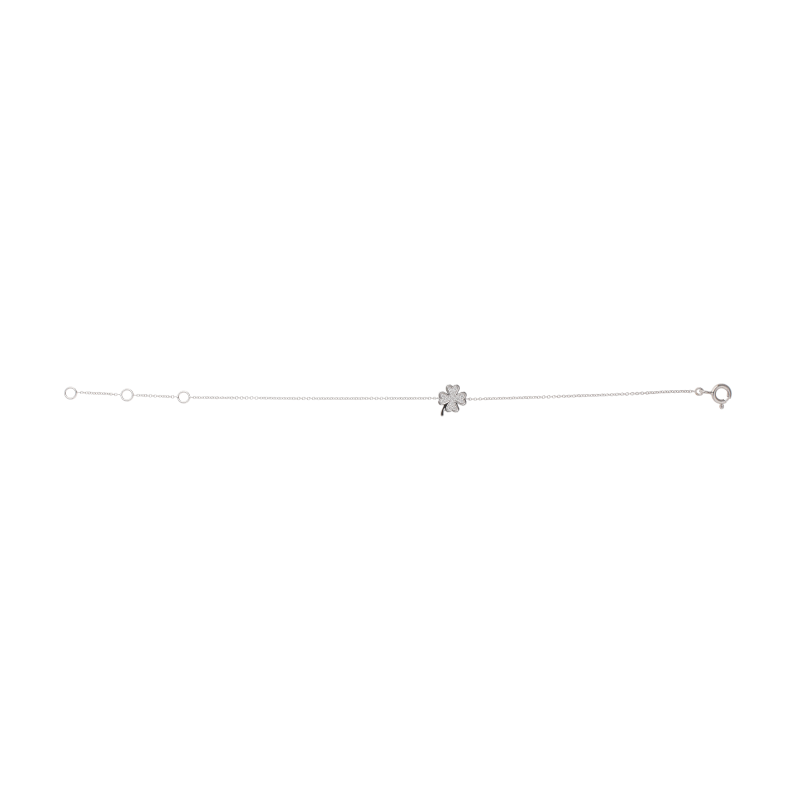 Bartorelli Italian Jewels | BRACCIALE MORBIDO IN ORO BIANCO CON QUADRIFOGLIO IN PAV&Eacute; DI DIAMANTI - 370-XB2336 (1)