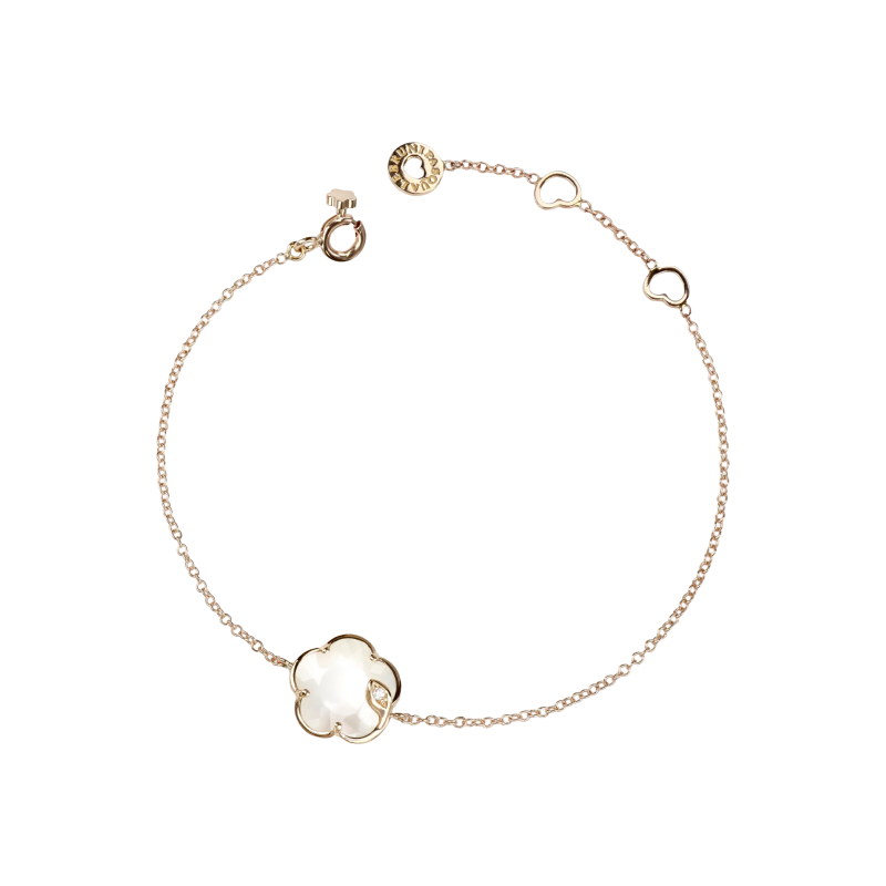 Pasquale Bruni | BRACCIALE PETIT JOLI IN ORO ROSA CON PEARL OF THE MOON IN MADREPERLA E PIETRA DI LUNA BIANCA E DIAMANTE - 16785R (1)