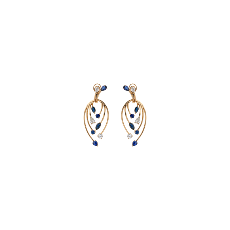 Bartorelli Italian Jewels | ORECCHINI PENDENTI IN ORO ROSA CON DIAMANTI E ZAFFIRI BLU - BOCRAMIGOCCIAORDIAZAFF (1)