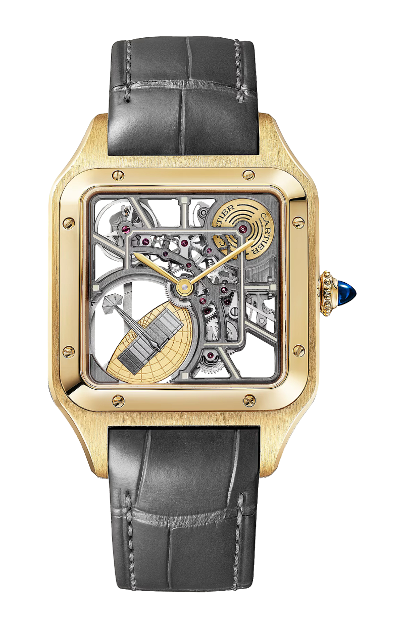 Cartier | SANTOS-DUMONT SCHELETRATO DOTATO DI MICROROTORE MODELLO GRANDE, AUTOMATICO, ORO GIALLO - WHSA0043 (1)