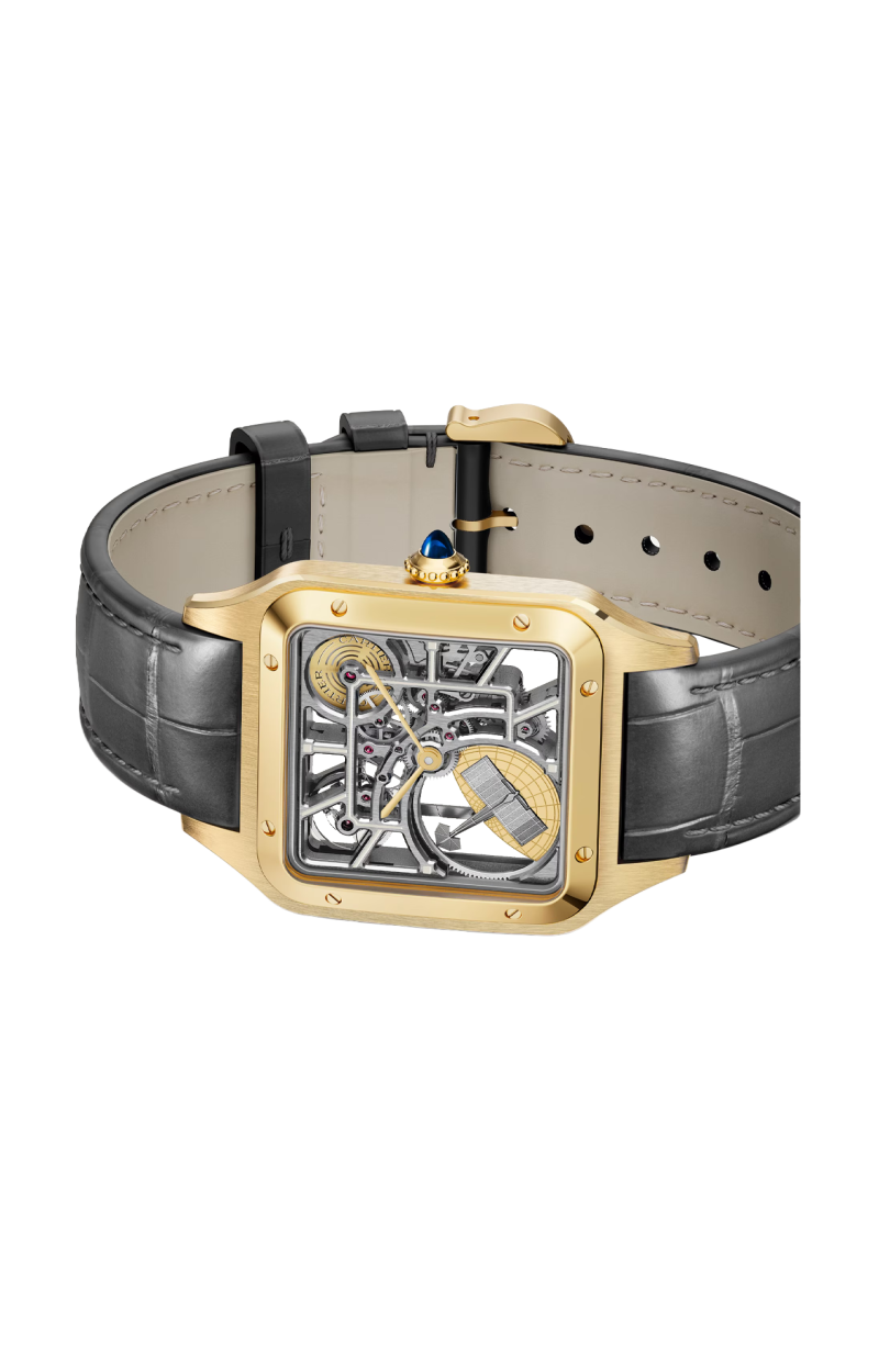 Cartier | SANTOS-DUMONT SCHELETRATO DOTATO DI MICROROTORE MODELLO GRANDE, AUTOMATICO, ORO GIALLO - WHSA0043 (3)