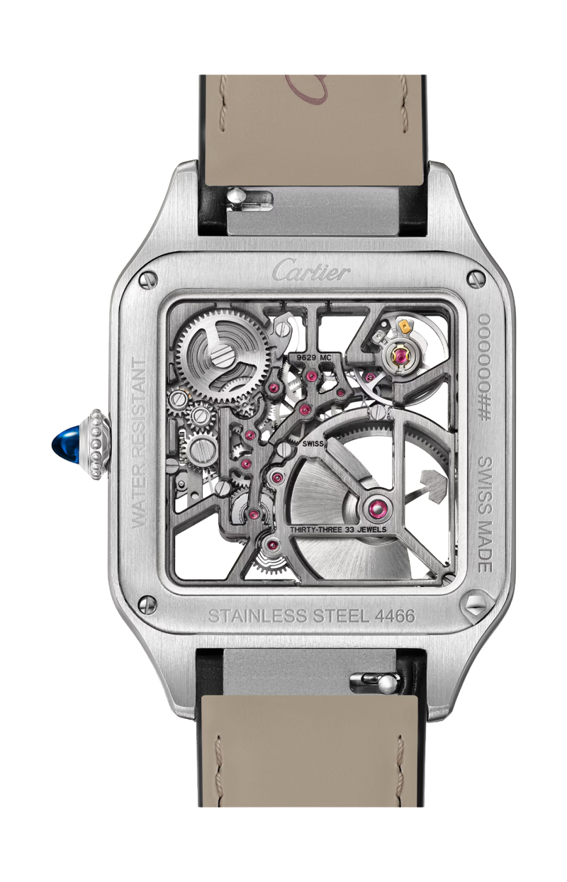 Cartier | SANTOS-DUMONT SCHELETRATO CON MICROROTORE MODELLO GRANDE, AUTOMATICO, ACCIAIO - WHSA0044 (3)