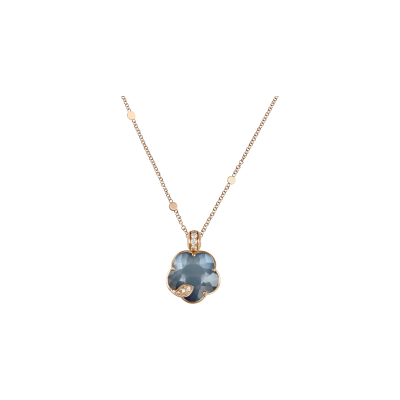 Pasquale Bruni | COLLANA PETIT JOLI LUNAIRE IN ORO ROSA CON DOPPIETTA DI ONICE E PIETRA DI LUNA BIANCA E DIAMANTI - 16596R (1)