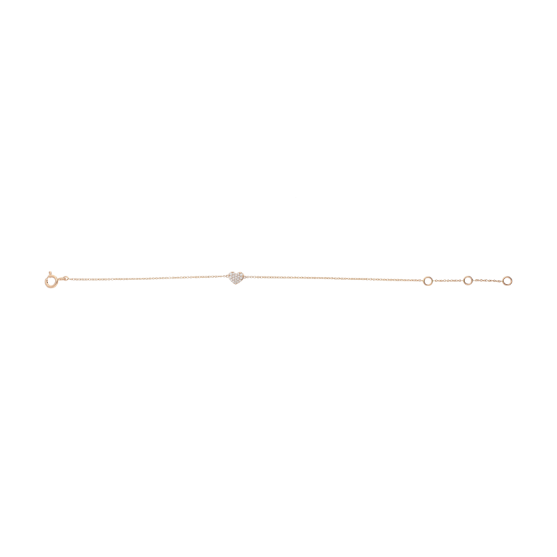 Bartorelli Italian Jewels | BRACCIALE MORBIDO IN ORO ROSA CON CUORICINO IN PAV&Eacute; DI DIAMANTI - 370-XB1881 (1)