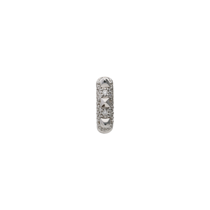 Bartorelli Italian Jewels | MONO ORECCHINO PIRAMIDI CERCHIO PICCOLO MODELLO SOTTILE IN ORO BIANCO E PAVE' DI DIAMANTI BIANCHI - MONOVE22832DBW (1)