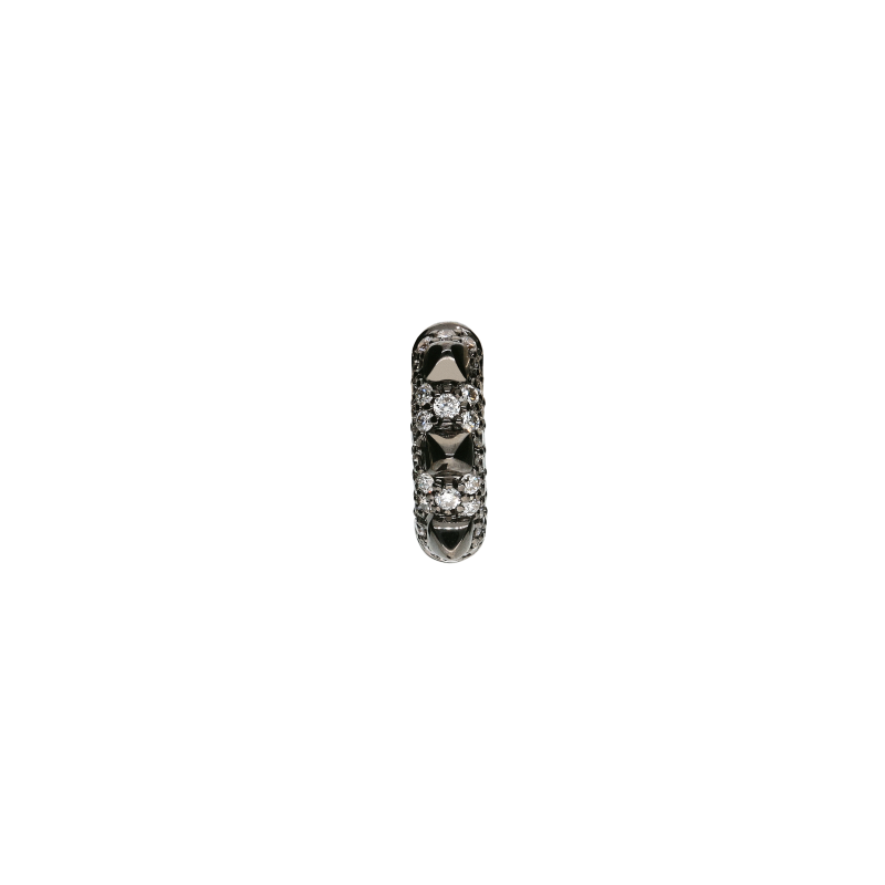 Bartorelli Italian Jewels | MONO ORECCHINO PIRAMIDI CERCHIO PICCOLO MODELLO SOTTILE IN ORO NERO E PAVE' DI DIAMANTI BIANCHI - MONOVE27813DBW (1)