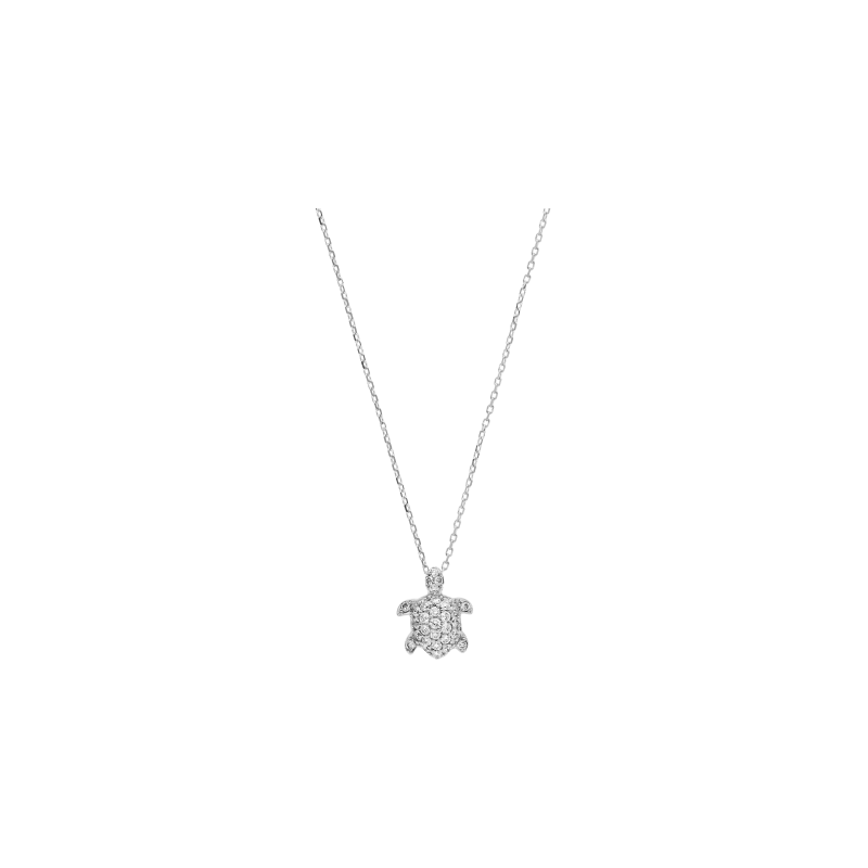 Bartorelli Italian Jewels | COLLANA GIROCOLLO IN ORO BIANCO CON PENDENTE TARTARUGHINA IN PAV&Eacute; DI DIAMANTI - 251278 (1)
