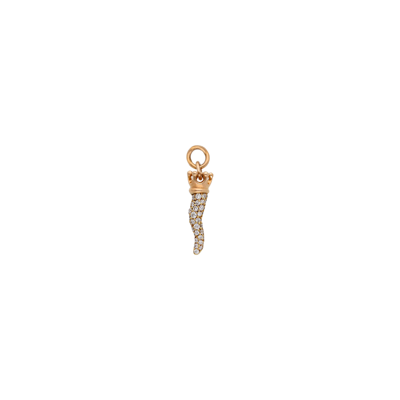 Bartorelli Italian Jewels | CIONDOLO CORNETTO IN ORO ROSA CON PAV&Eacute; DI DIAMANTI - 235638 (1)