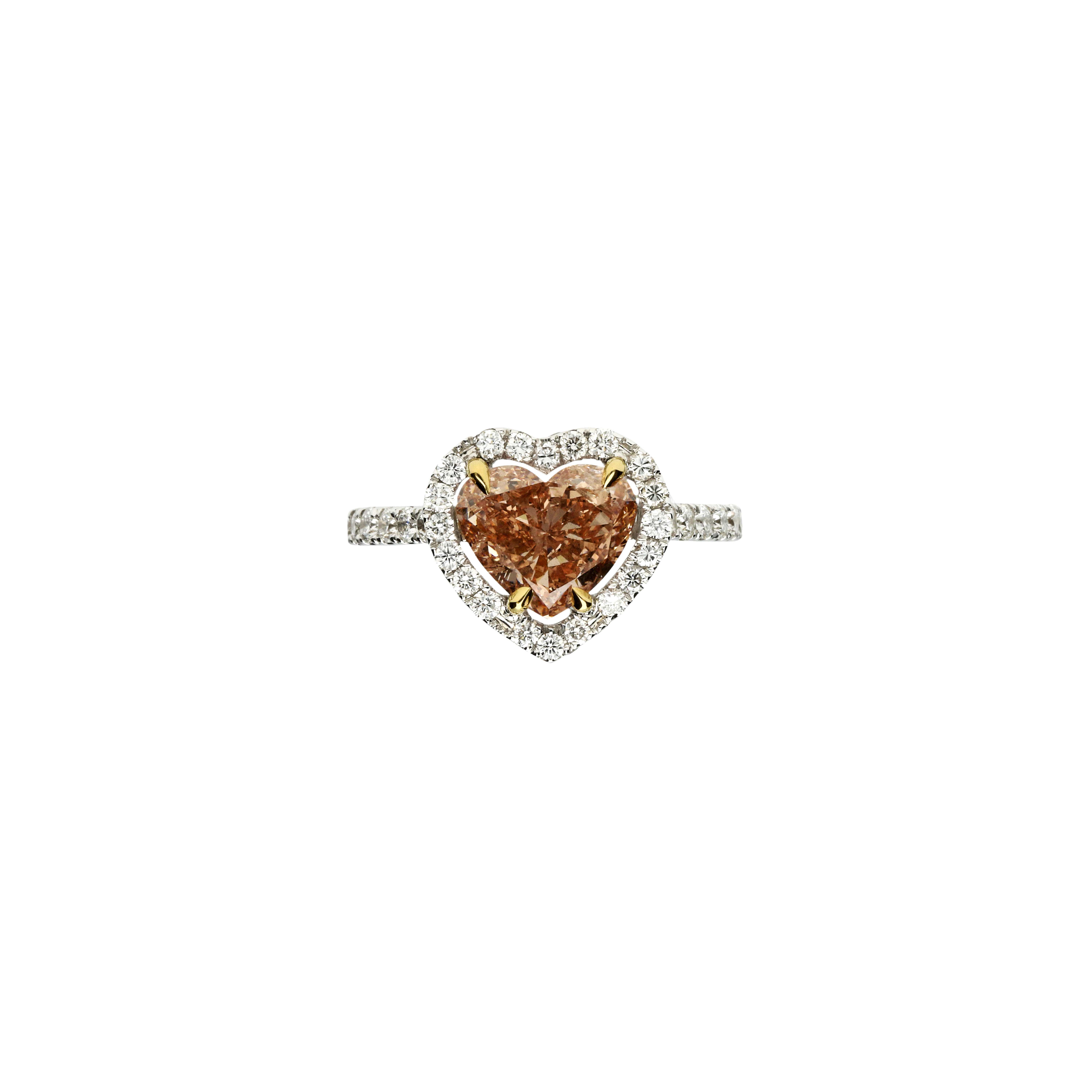 Bartorelli Italian Jewels | ANELLO IN ORO BIANCO 18 CARATI CON DIAMANTE FANCY BROWNISH ORANGY PINK TAGLIO CUORE E PAV&Eacute; DI DIAMANTI BIANCHI TAGLIO BRILLANTE - F.273D (2)