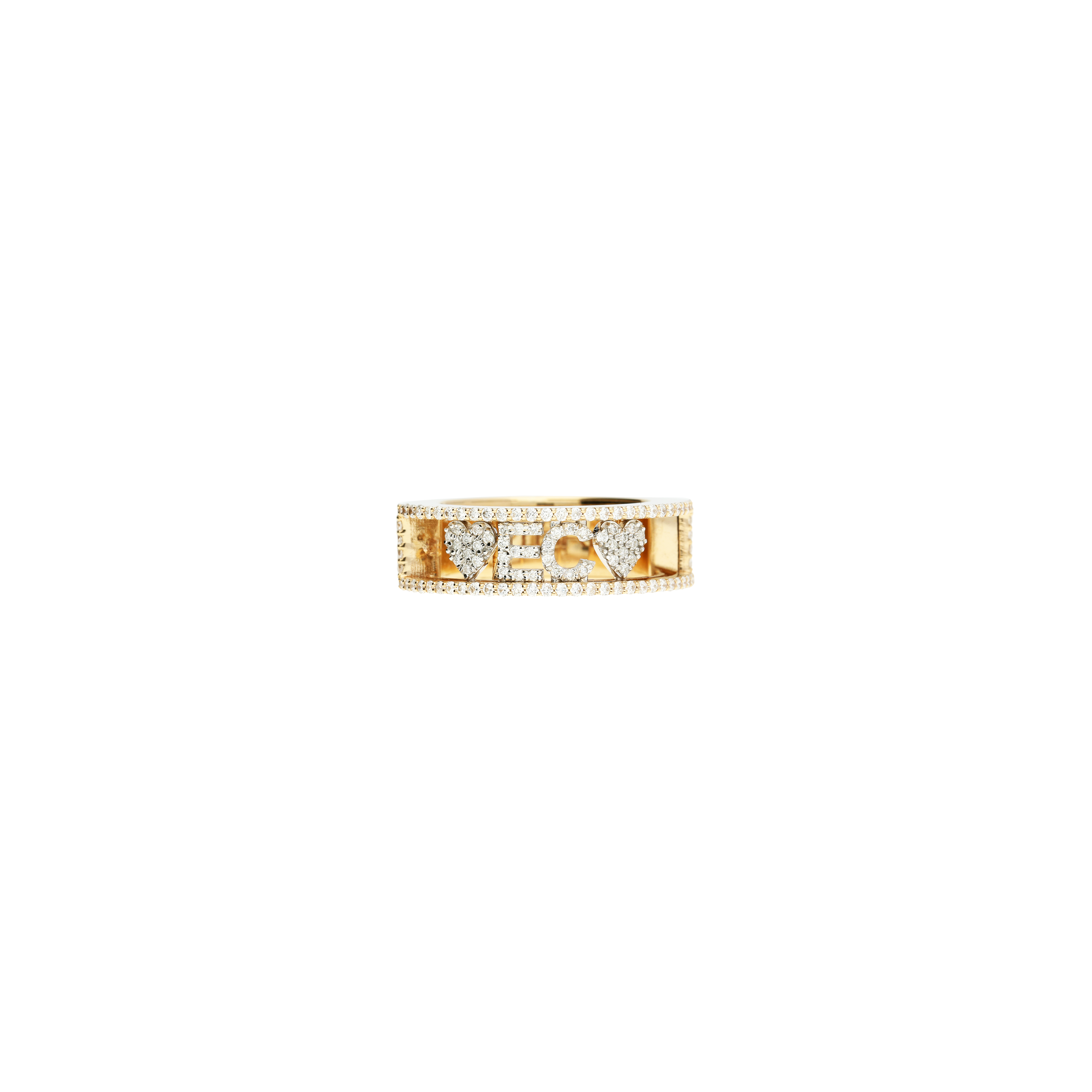 Bartorelli Italian Jewels | ANELLO IN ORO ROSA CUORI E LETTERE IN PAV&Eacute; DI DIAMANTI - F.59 (1)