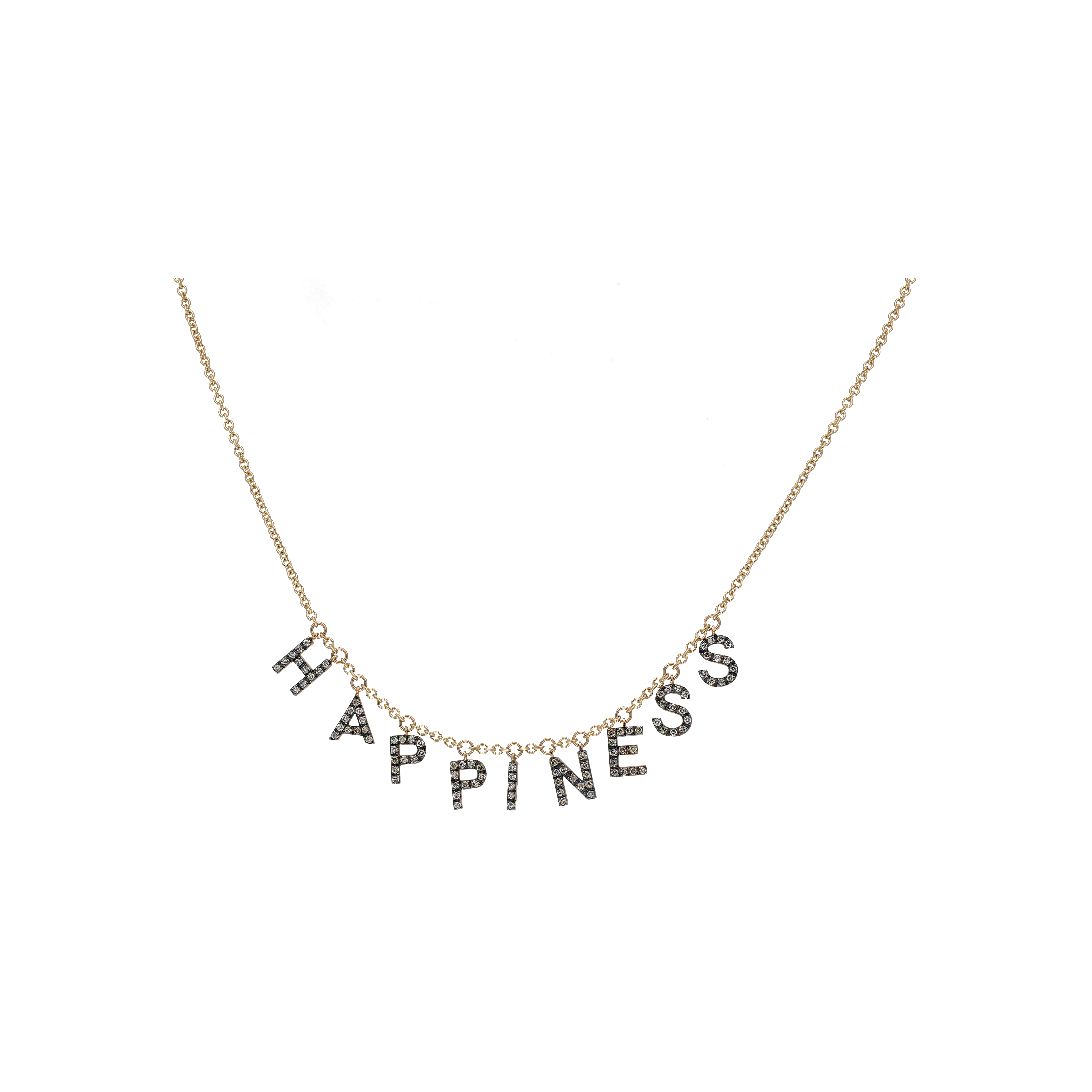 Bartorelli Italian Jewels | COLLANA GIROCOLLO IN ORO ROSA CON LETTERE PENDENTI HAPPINESS E DIAMANTI BROWN - FC1797-9R002N (1)