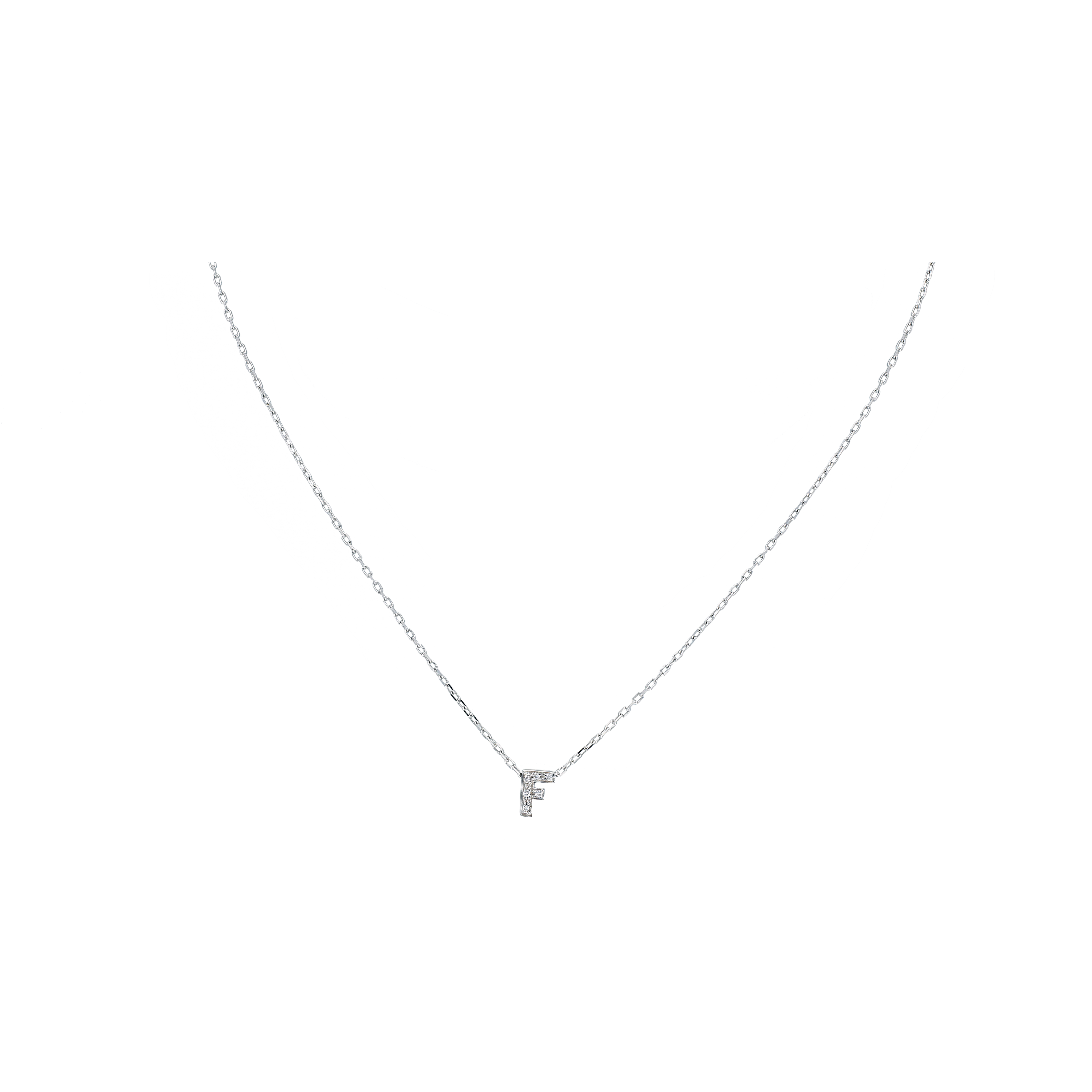 Bartorelli Italian Jewels | Collana in oro bianco 18 carati con lettere F in diamanti taglio brillante - I1/07-F (1)