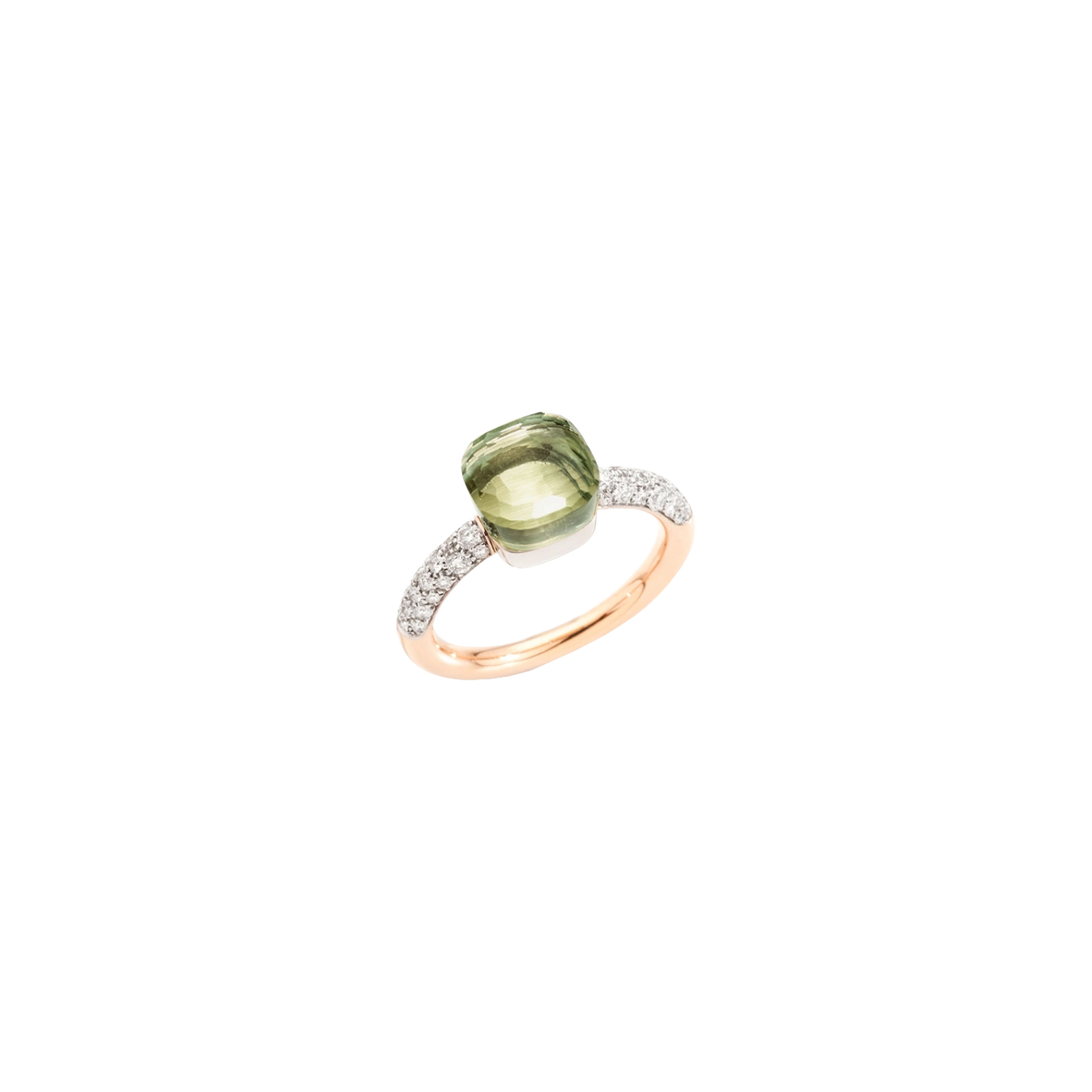 Pomellato | POMELLATO - ANELLO NUDO PETIT IN ORO ROSA E BIANCO CON PRASIOLITE E DIAMANTI - PAB7040O6WHRDB0PA - PAB7040O6WHRDB0PA (1)