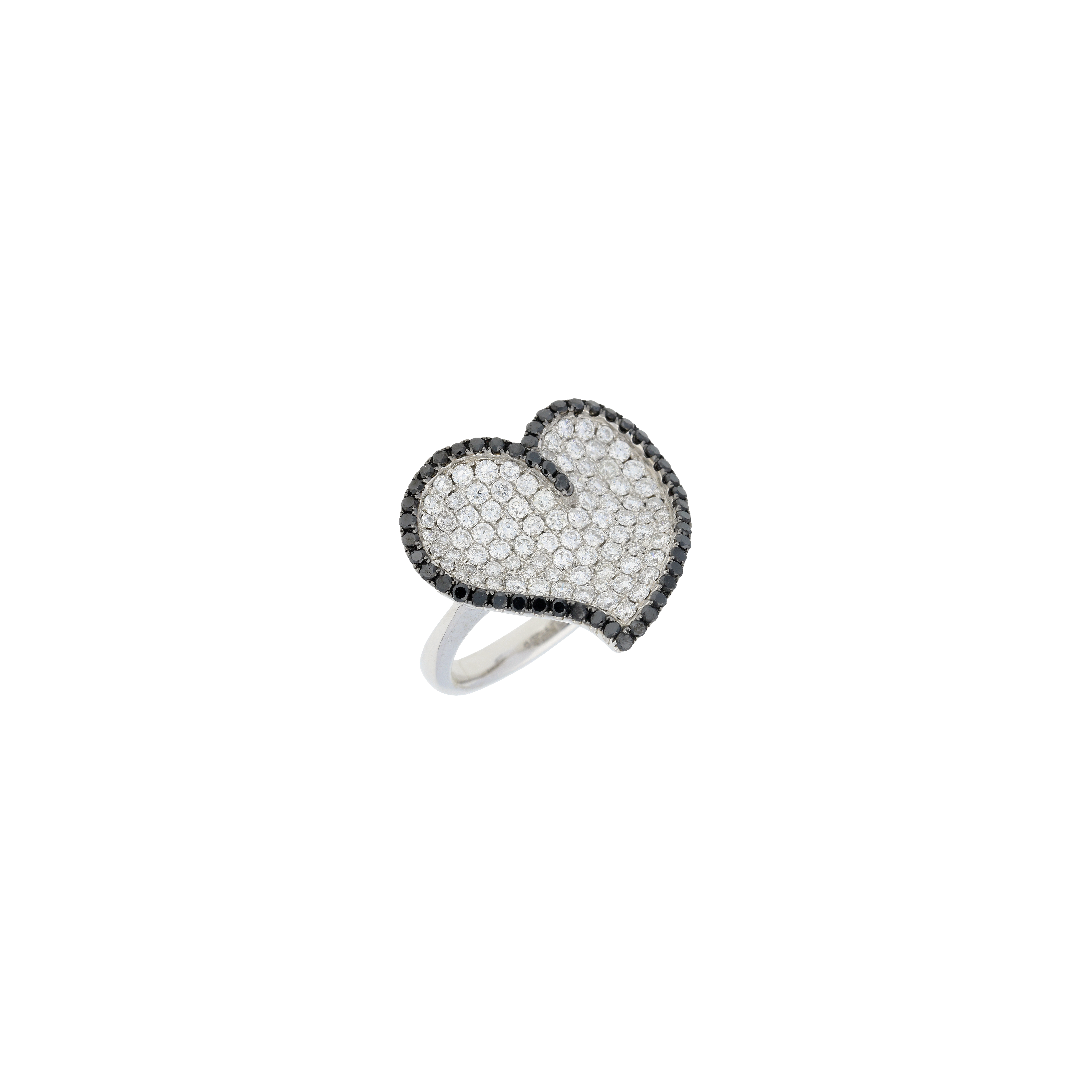 Bartorelli Italian Jewels | ANELLO CUORE IN ORO BIANCO CON DIAMANTI BIANCHI E DIAMANTI NERI - UR0201DDKW (1)