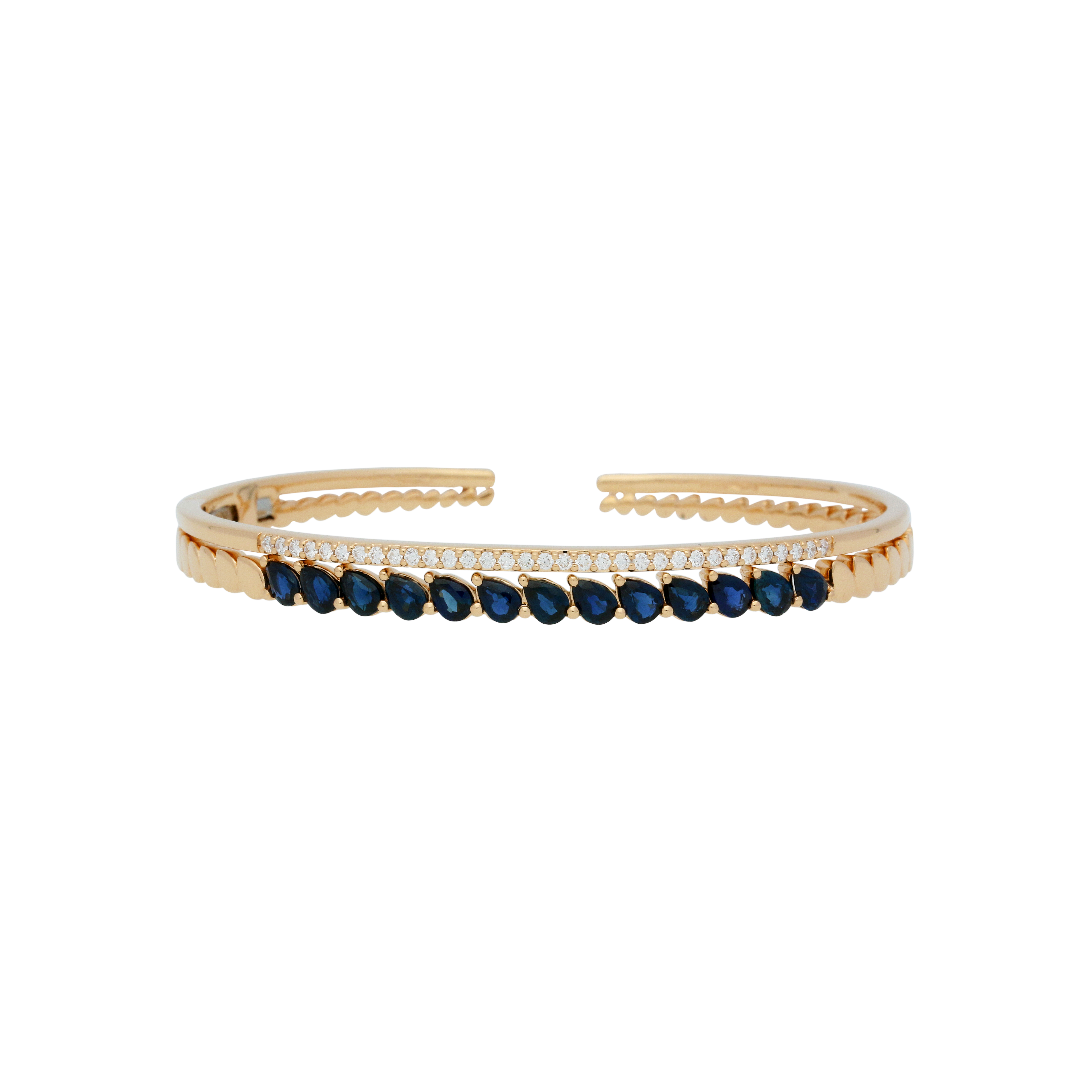 Bartorelli Italian Jewels | BRACCIALE RIGIDO IN ORO ROSA DIAMANTI BIANCHI E ZAFFIRI BLU - VB27357SBDP (1)