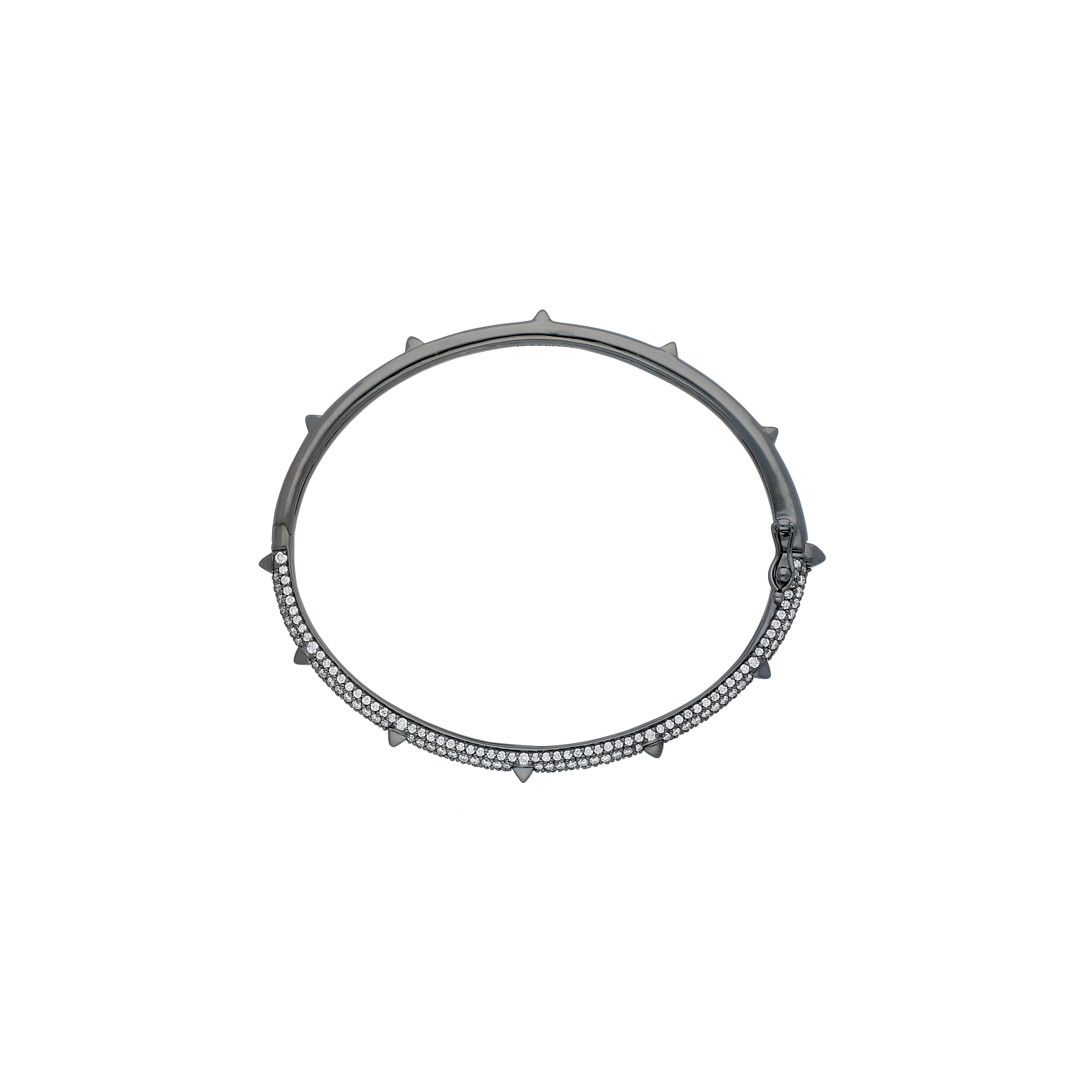 Bartorelli Italian Jewels | BRACCIALE PIRAMIDI IN ORO BRUNITO NERO E DIAMANTI BIANCHI DEMI-PAVE' MISURA S/M (2)